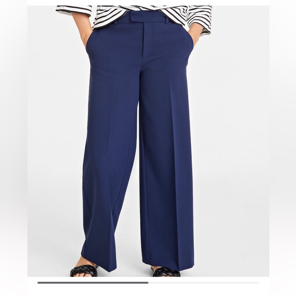Navy Wide Legged Suit Pants